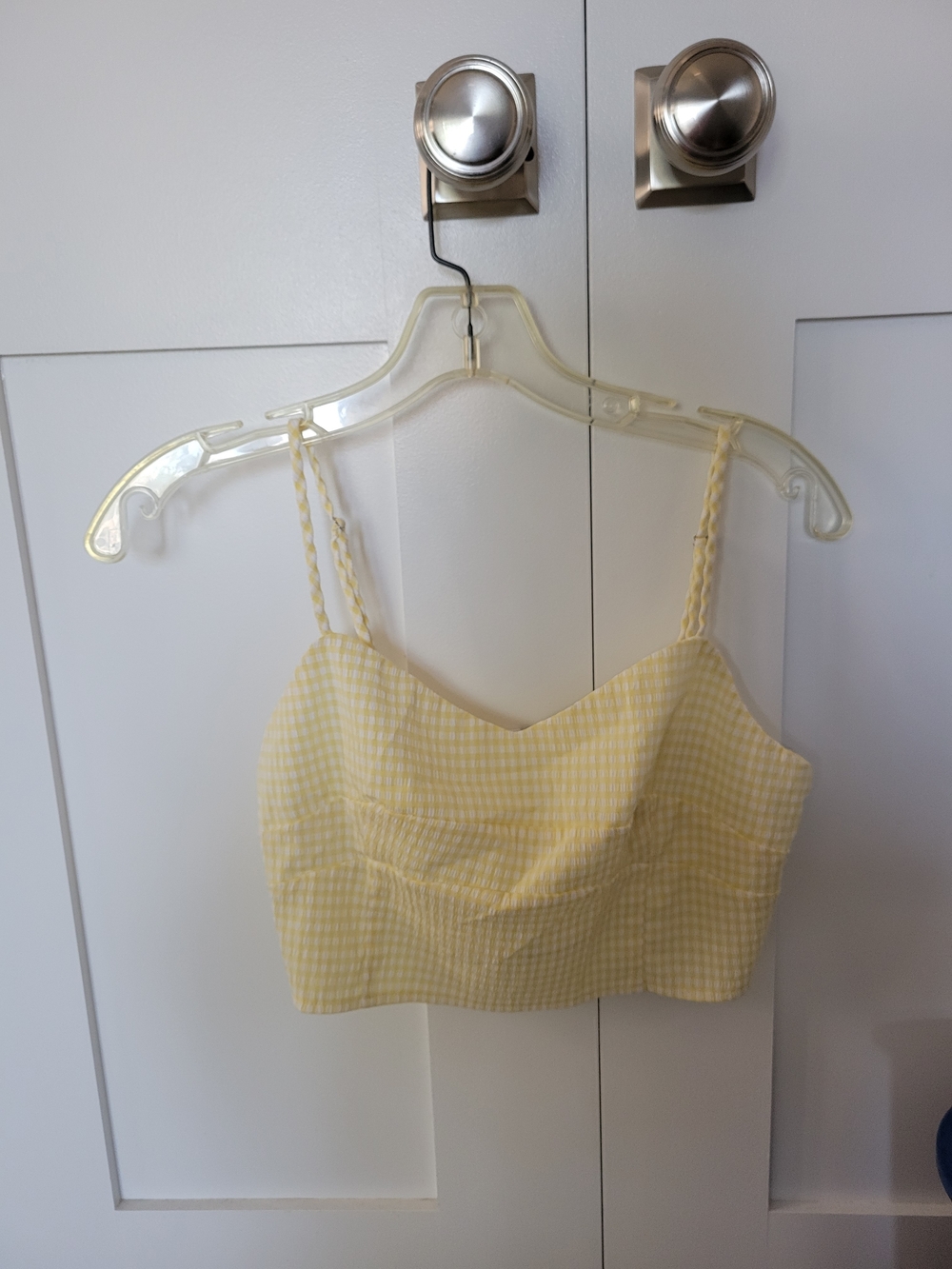 La Hearts Yellow Gingham Crop Cami